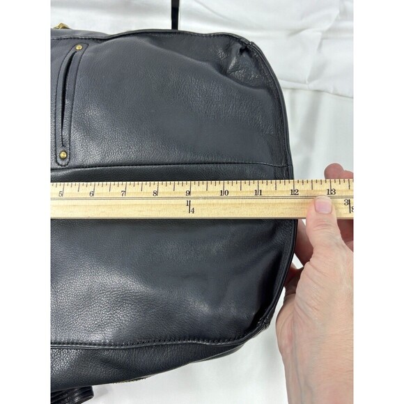 B Makowsky Shoulder Bag Tote Black Leather Brass Chain Hardware Pockets - Picture 11 of 16